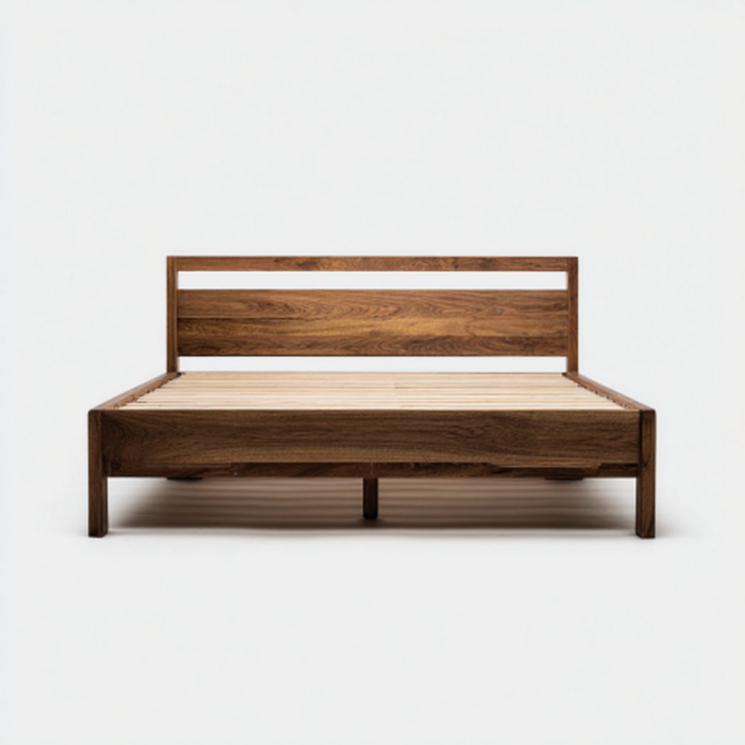 Łóżko drewniane z naturalnego materiału do sypialni - 200 x 160 x 35