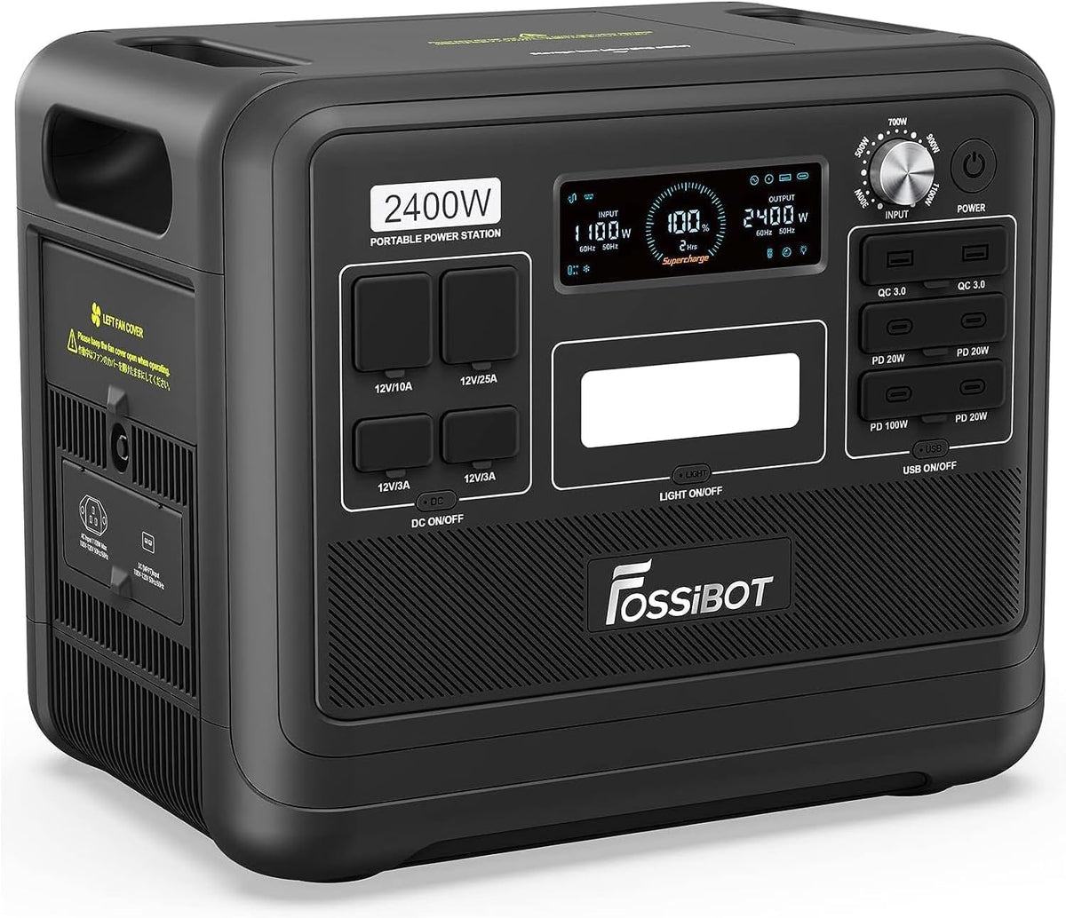 FOSSiBOT F2400 Solar Generator, 2048Wh LiFePO4 Backup Battery with 2400W AC Outputs (4600W Peak)